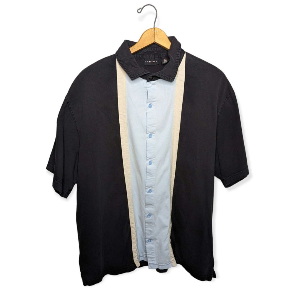Synergy Blue & Gray Button Down Short Sleeve Shirts XXL